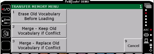 This is a picture of the loading options in the Pathfinder.