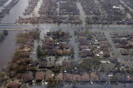 neighborhood flooded by a hurricane